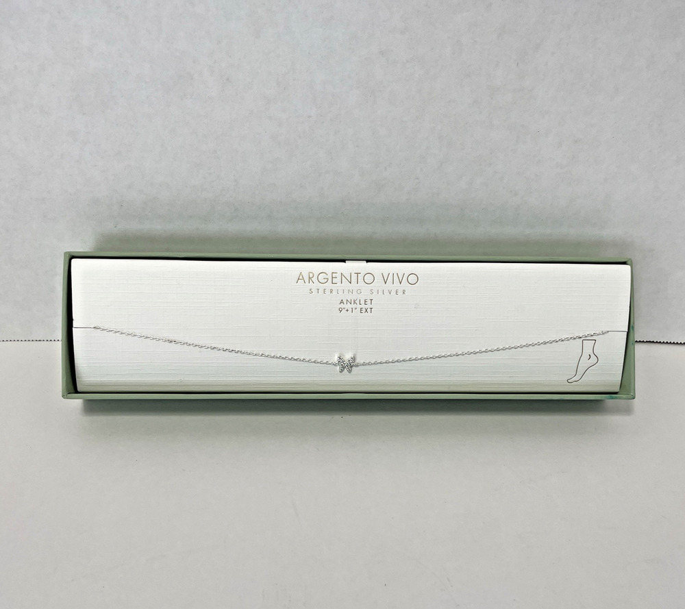 Argento Vivo Sterling Silver Butterfly Anklet 9"